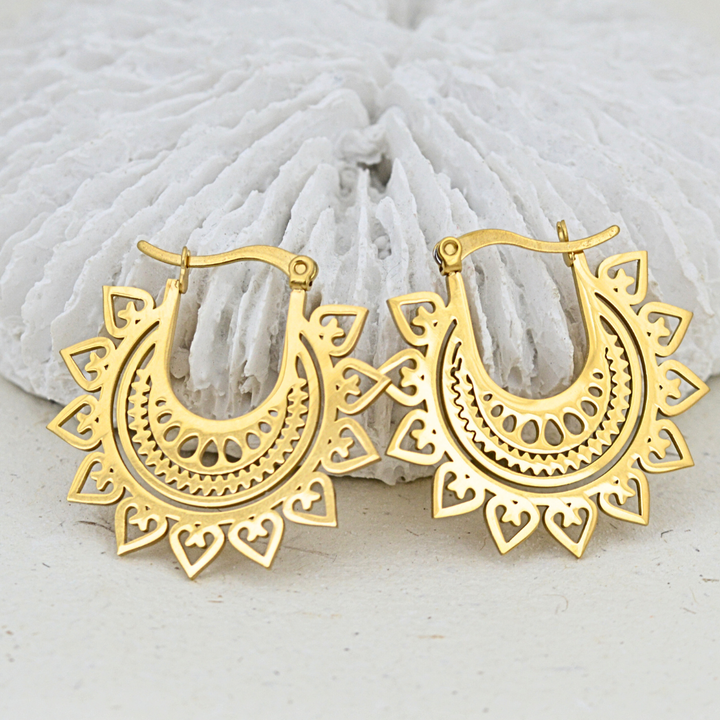 Earrings - Gold Lotus flower earrings