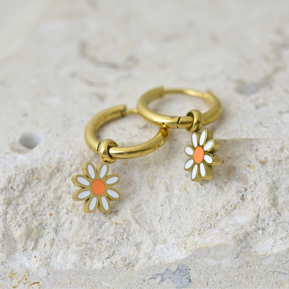 Earrings - Daisy Huggie Hoops