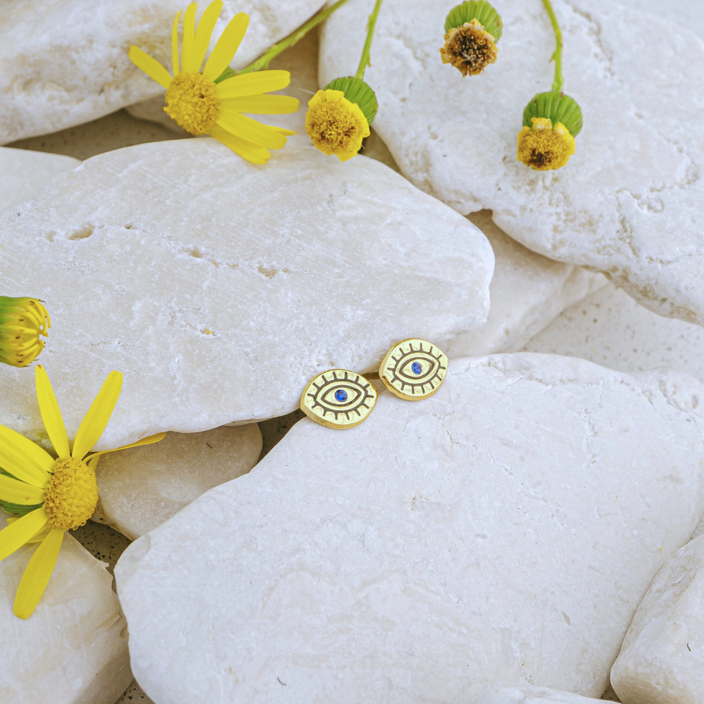 Earrings - Gold Evil Eye Earrings