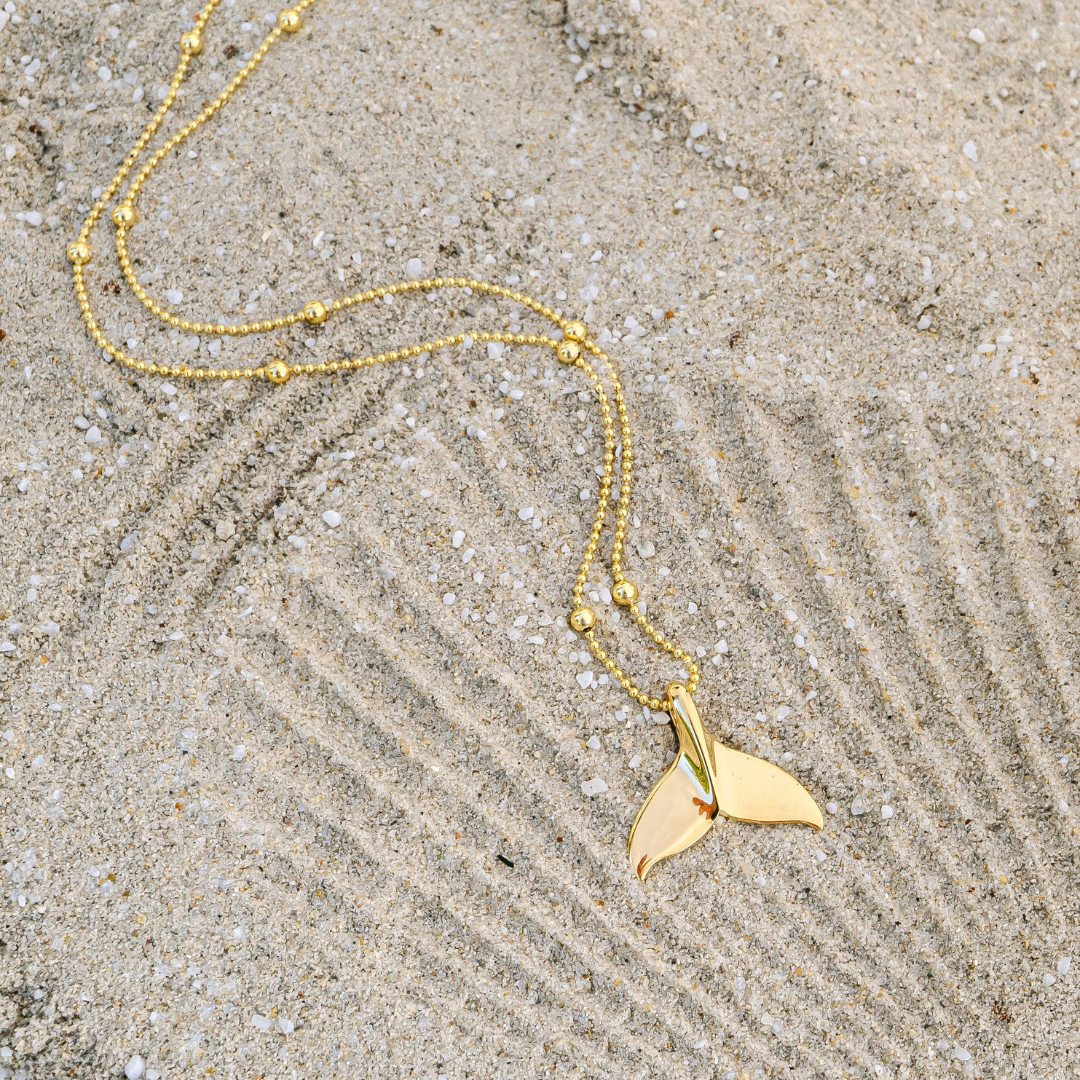 Necklaces - Gold Whale Tail Necklace