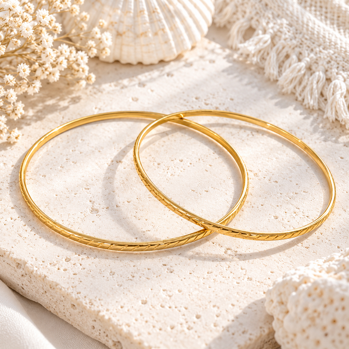 Textured Gold Stacking Bangle