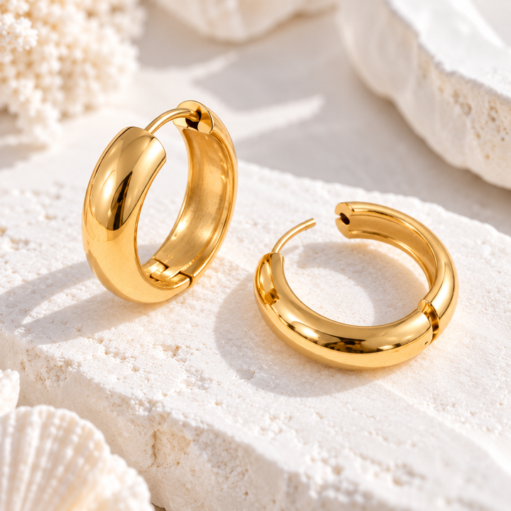 Waterproof Gold Hoops (16mm)