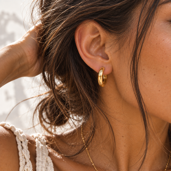 Waterproof Gold Hoops (18mm)