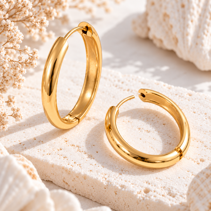 Waterproof Gold Hoops (20mm)
