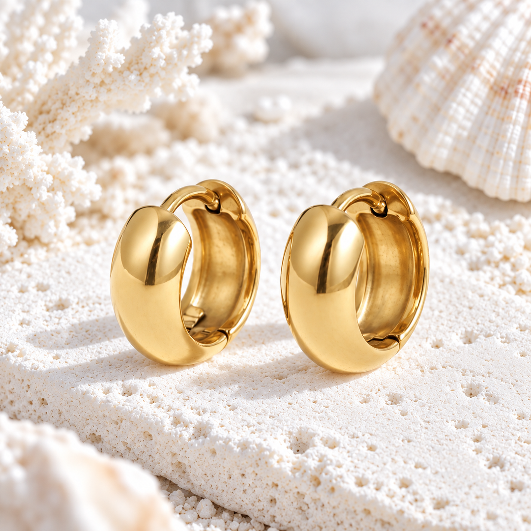 WIDE WATERPROOF GOLD HUGGIES (10mm)