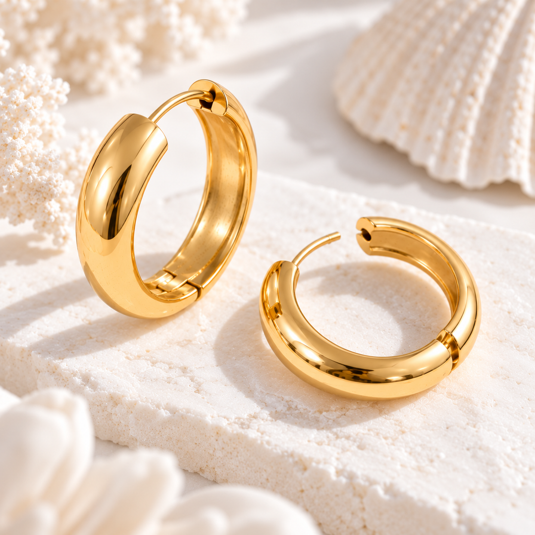 Waterproof Gold Hoops (18mm)