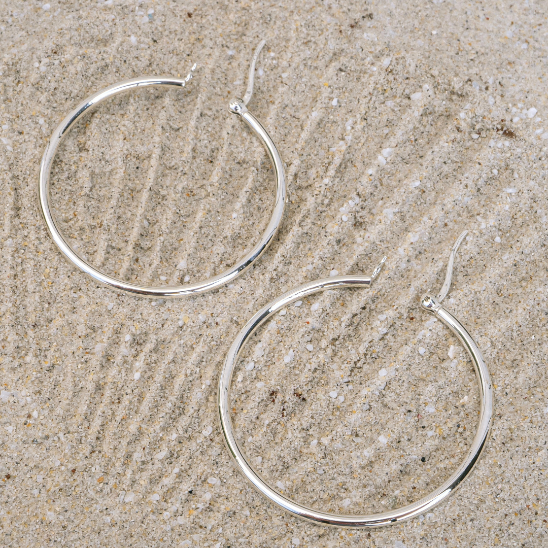 Timeless Silver Hoops (40mm)