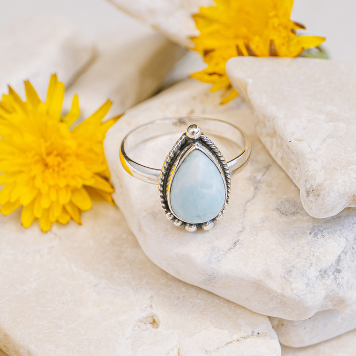 Teardrop Larimar Ring