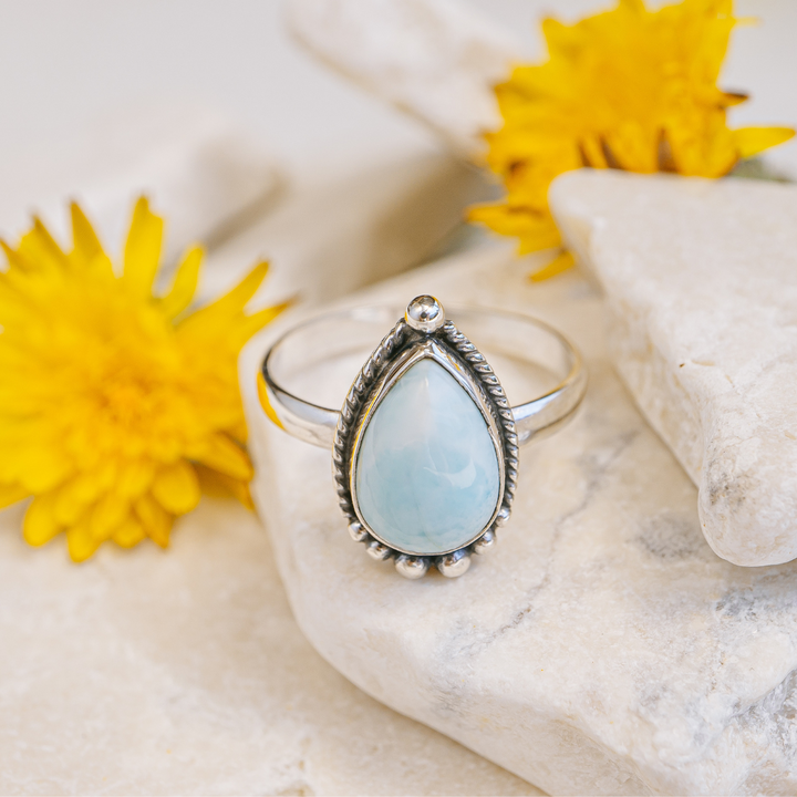 Teardrop Larimar Ring
