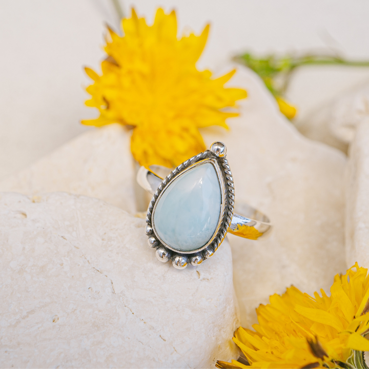Teardrop Larimar Ring