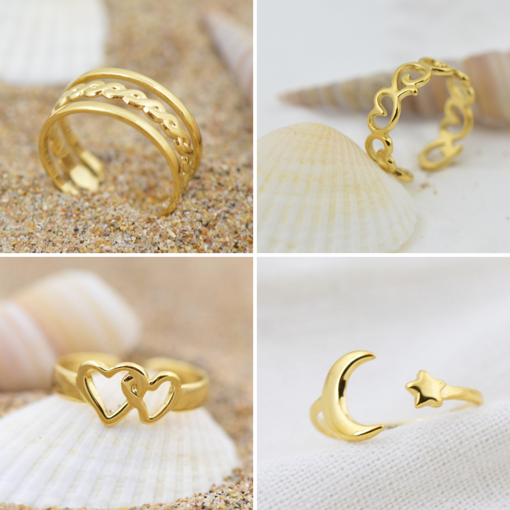 Waterproof Gold Toe Ring Bundle