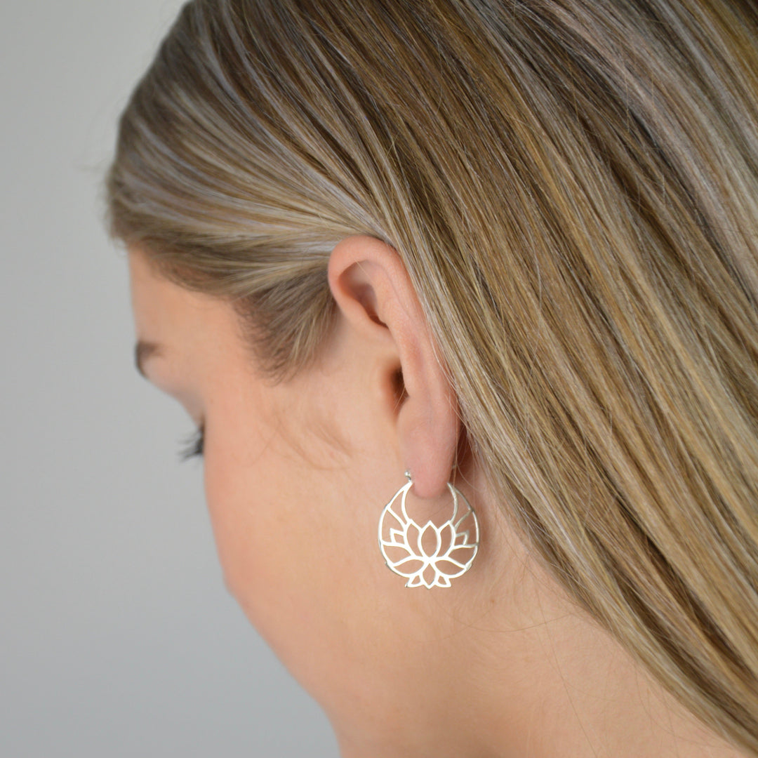 Earrings - Silver Lotus Earrings