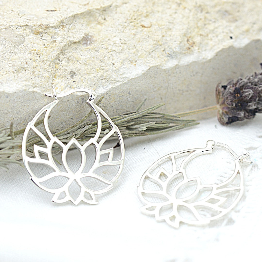 Open Lotus Earrings