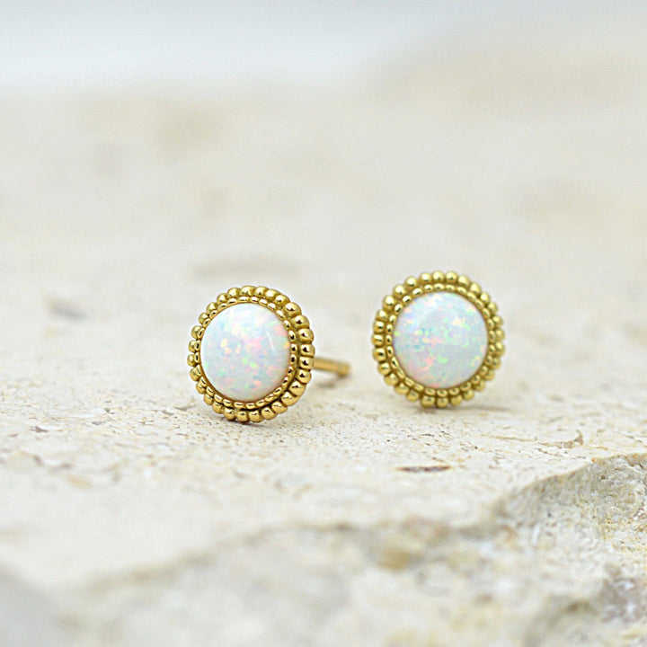 Earrings - Gold Opal Earrings