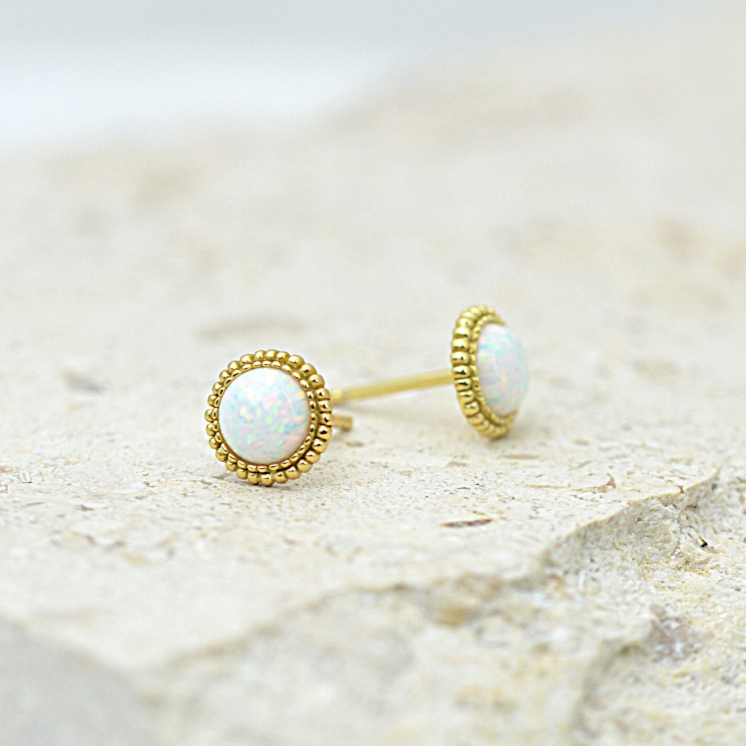 Earrings - Opal Studs