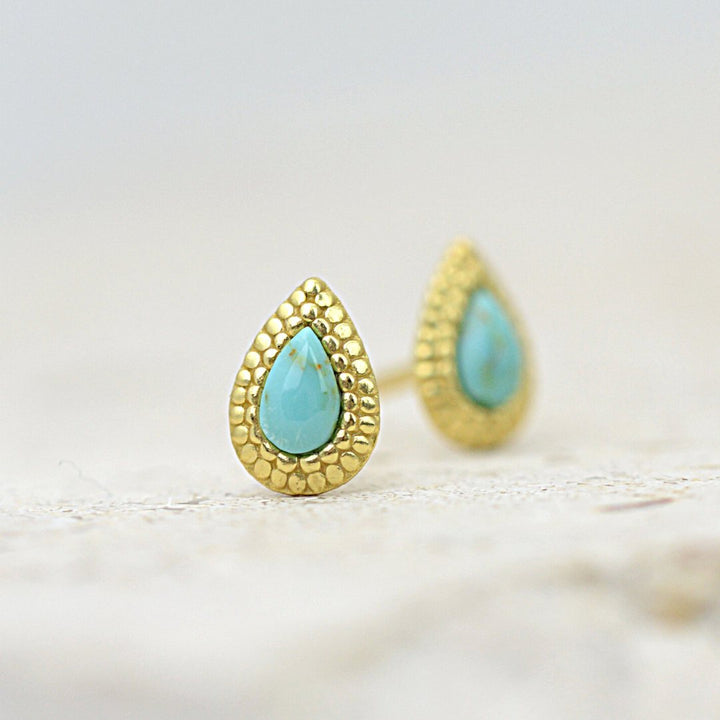 Earrings - Gold Turquoise Studs
