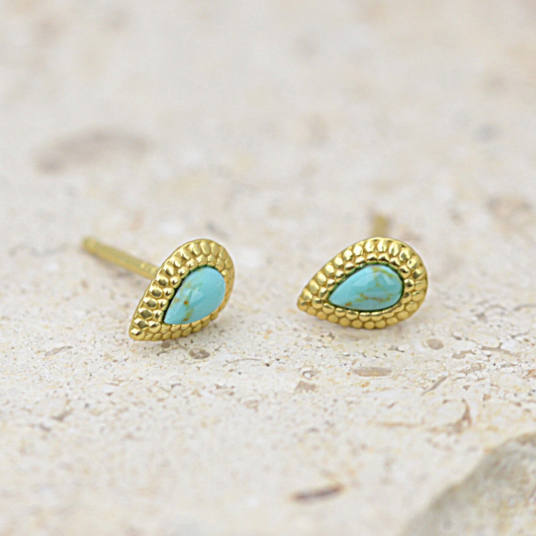 Earrings - Teardrop Turquoise studs