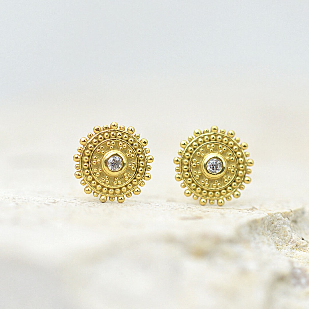 Earrings - Gold Mandala Studs