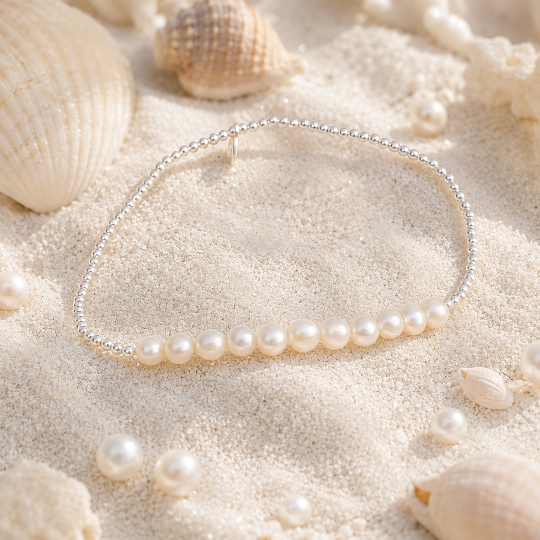 Pearl bracelet with sterling silver