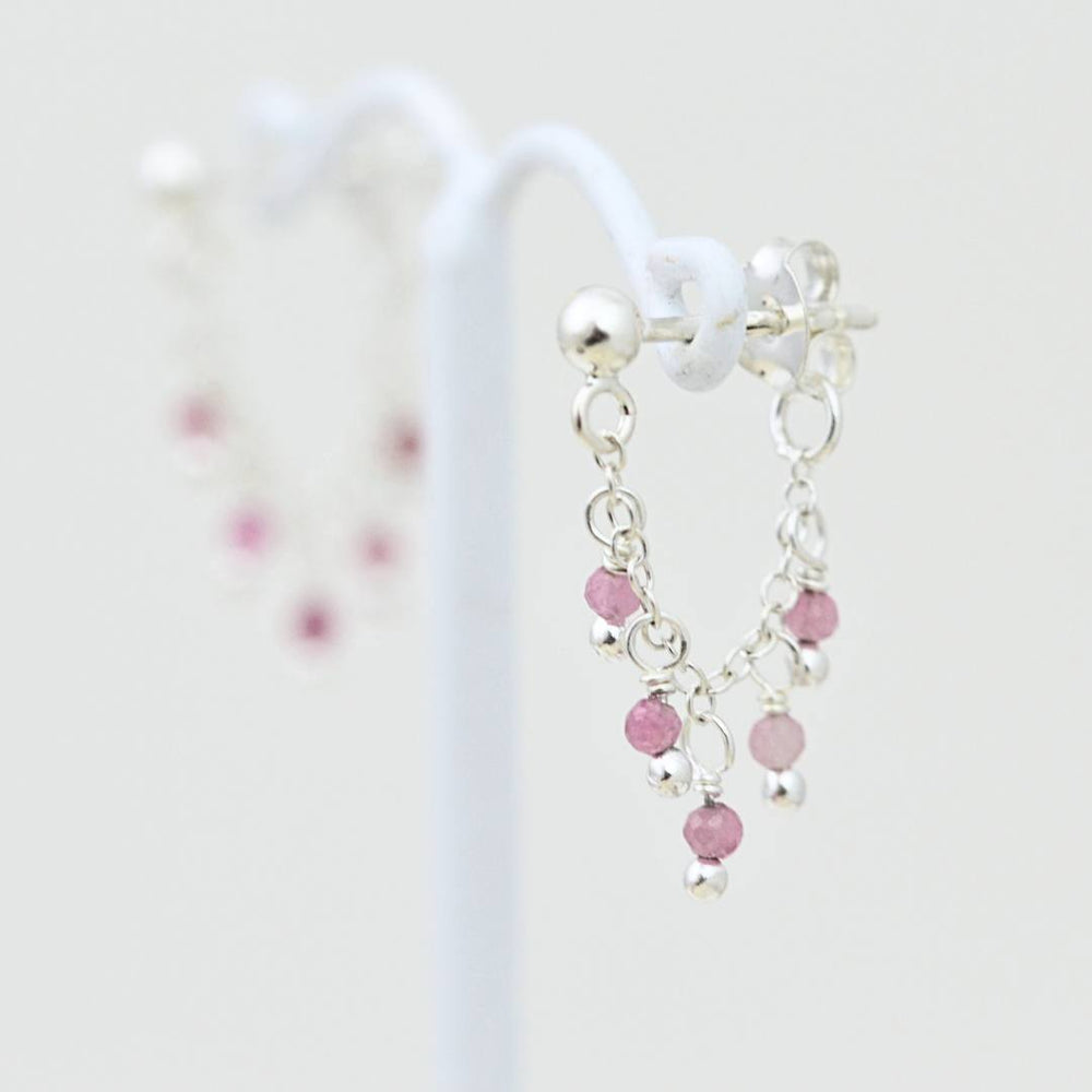 Earrings - Pink Tourmaline Mini Bead Studs
