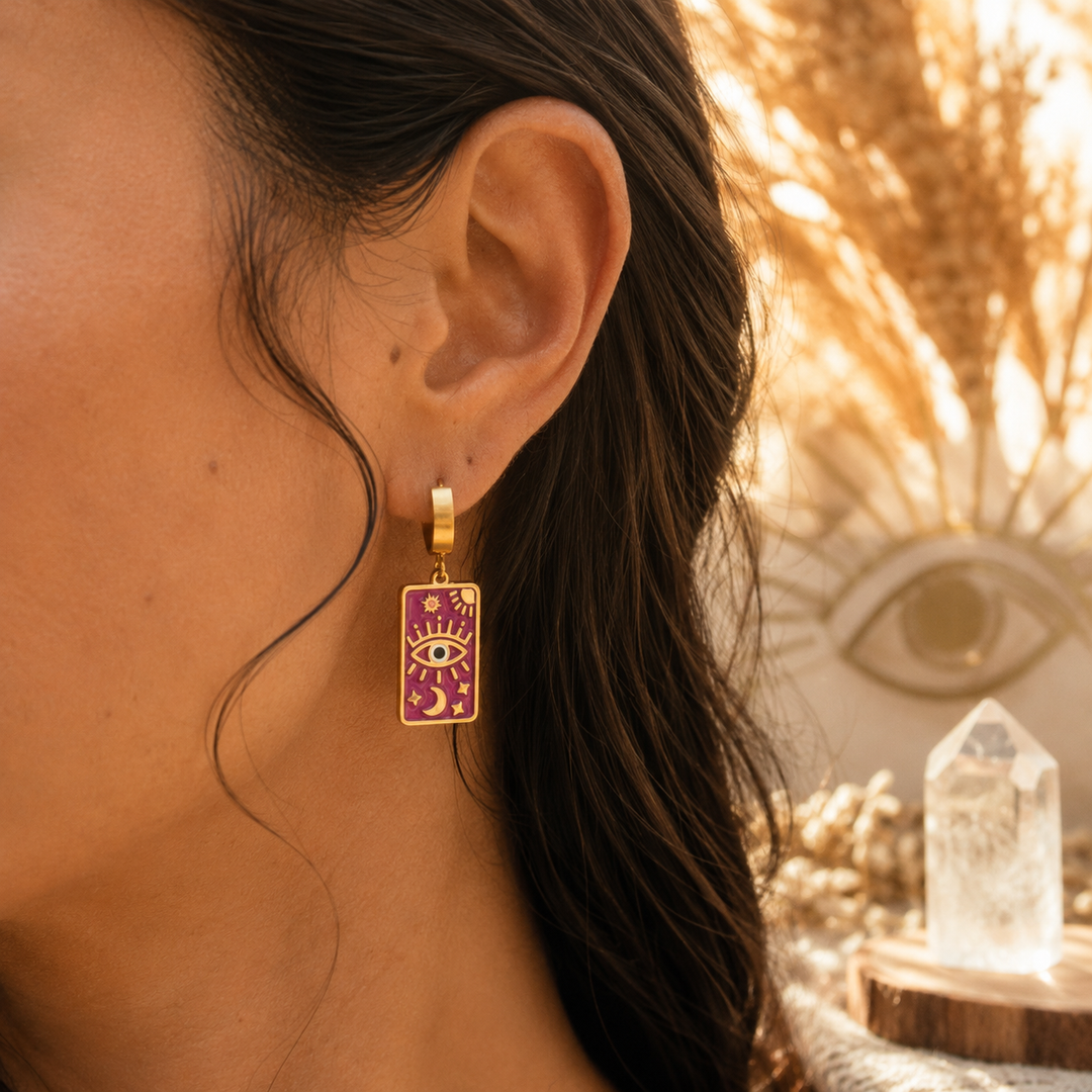 Earrings - Evil Eye Huggies