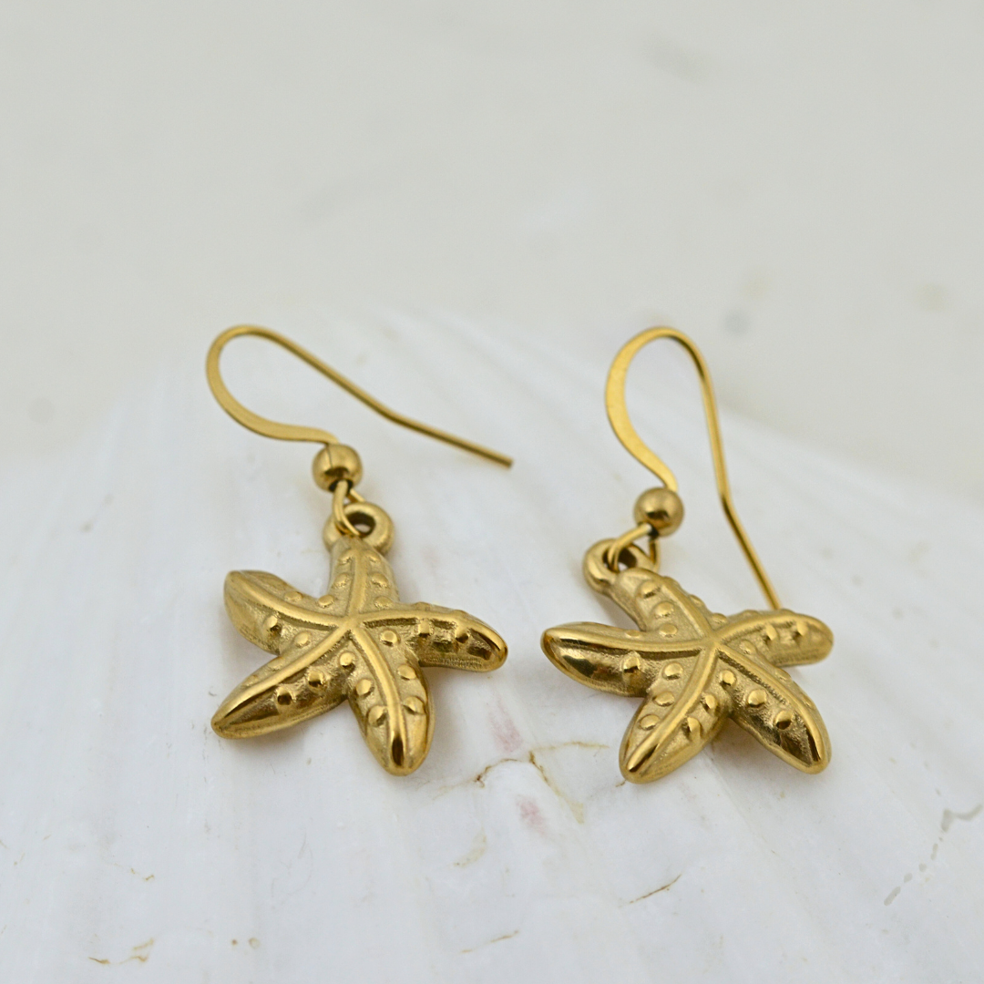Earrings - Waterproof Gold Starfish Earrings