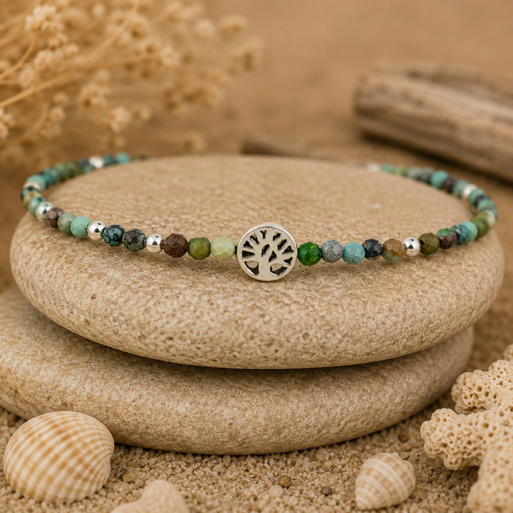green mini bead anklet