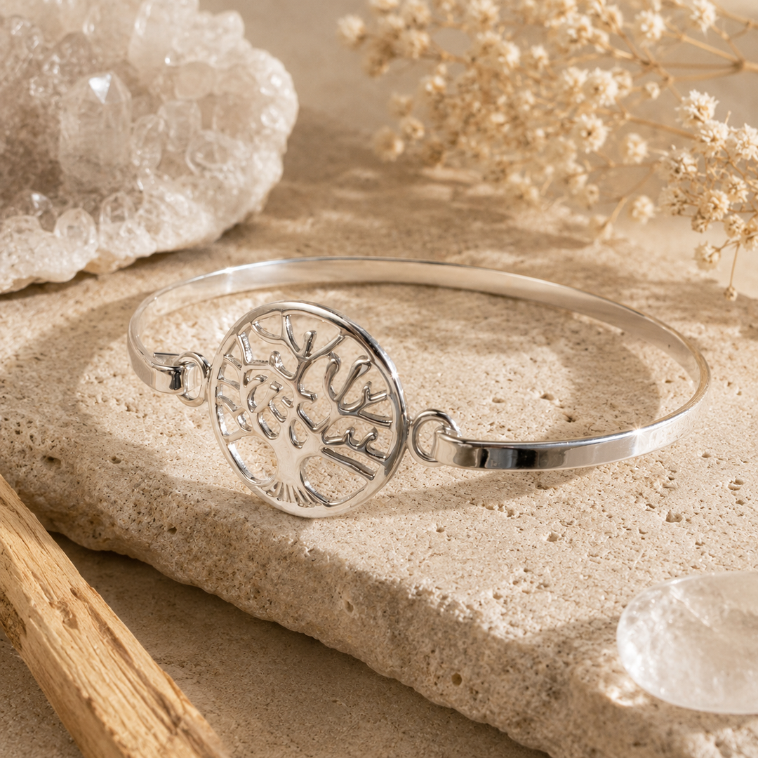 ssterling silver spiritual tree of life bangle 