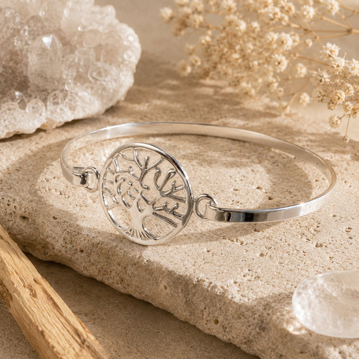 ssterling silver spiritual tree of life bangle 