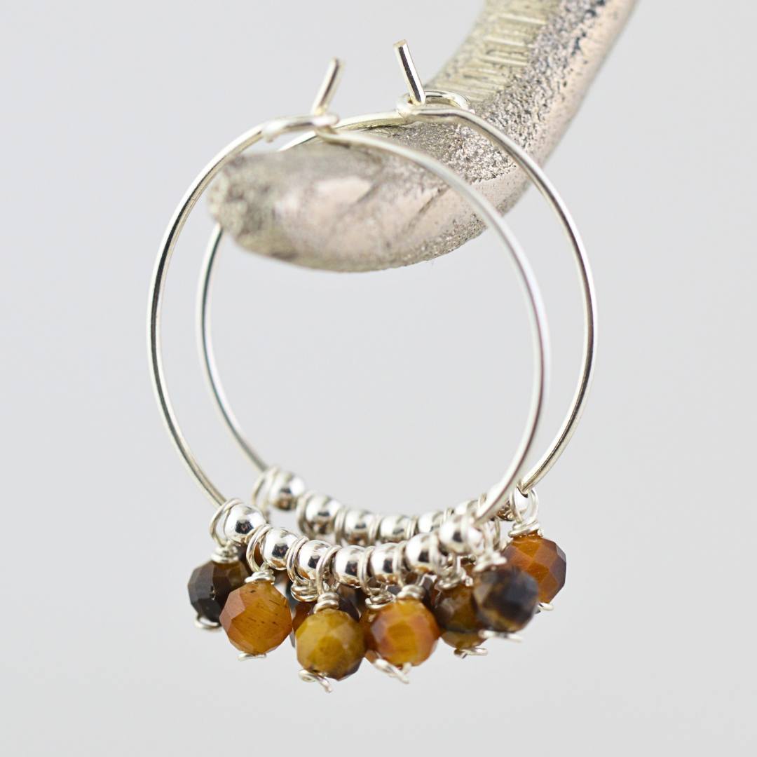 EARRINGS - Tigers Eye Gypsy Hoops