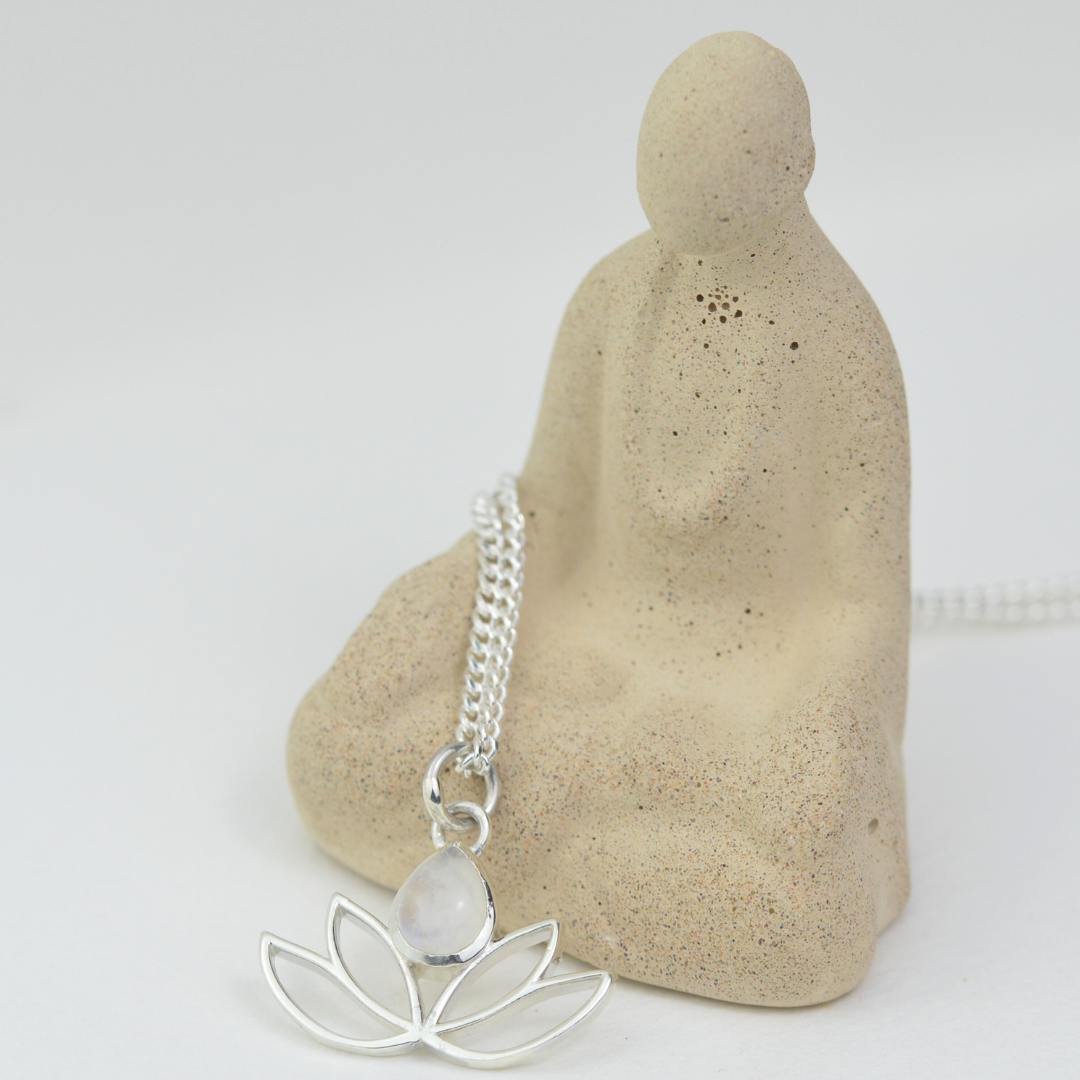 Necklaces - Moonstone Lotus Necklace