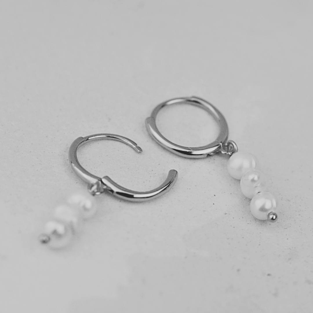 Earrings - Pearl Tier Huggies