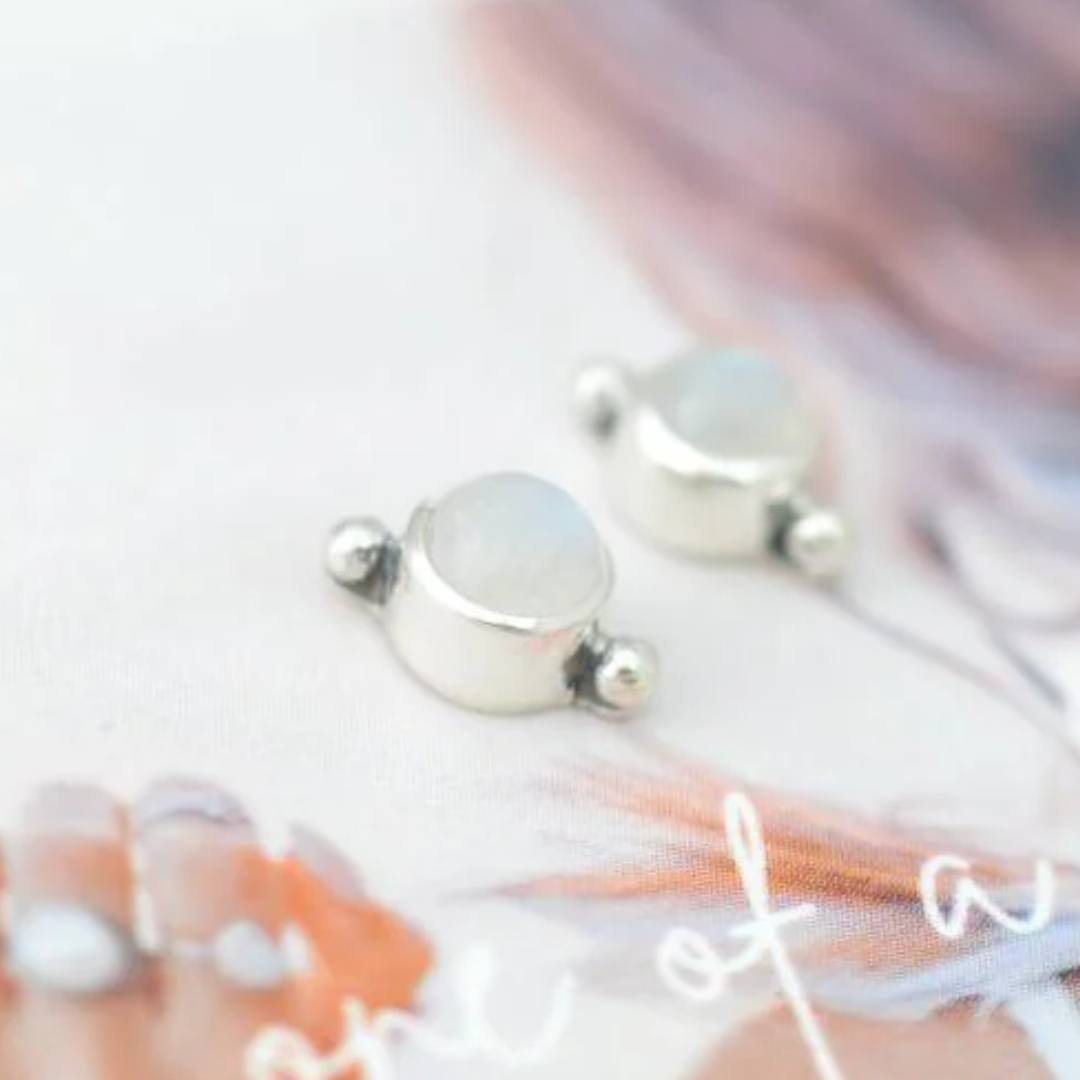Earrings - Little Moonstone Studs