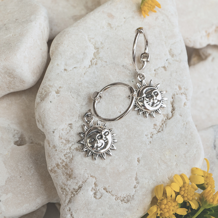 Moon and Sun Huggie Hoops