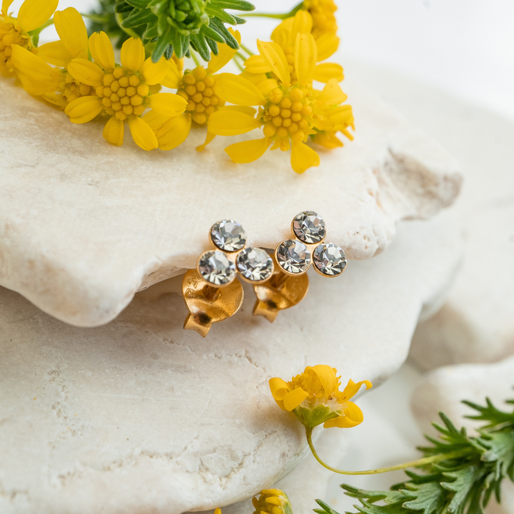 Gold Tri Sparkle Studs