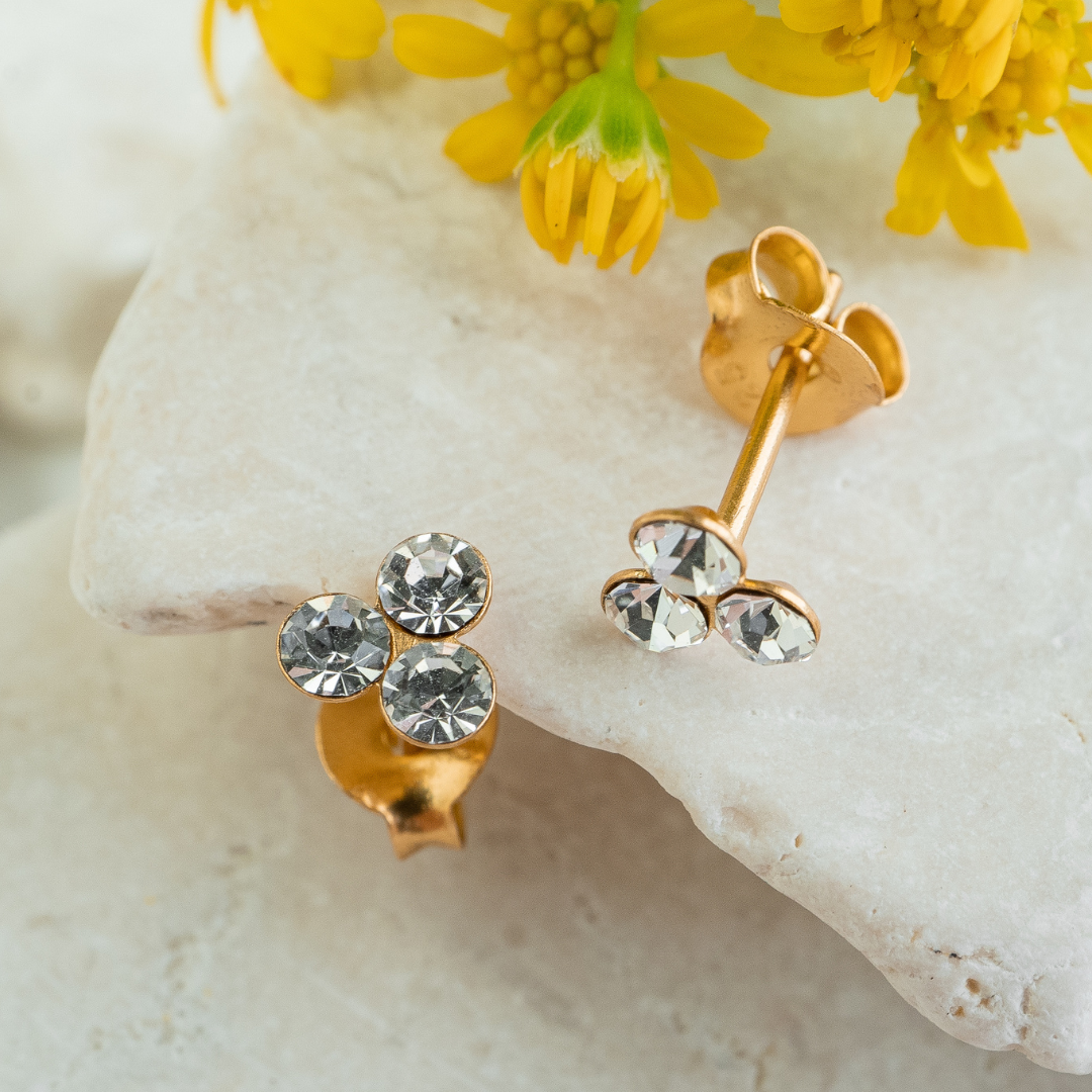 Gold Tri Sparkle Studs