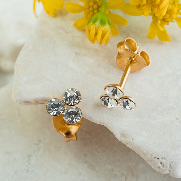Gold Tri Sparkle Studs