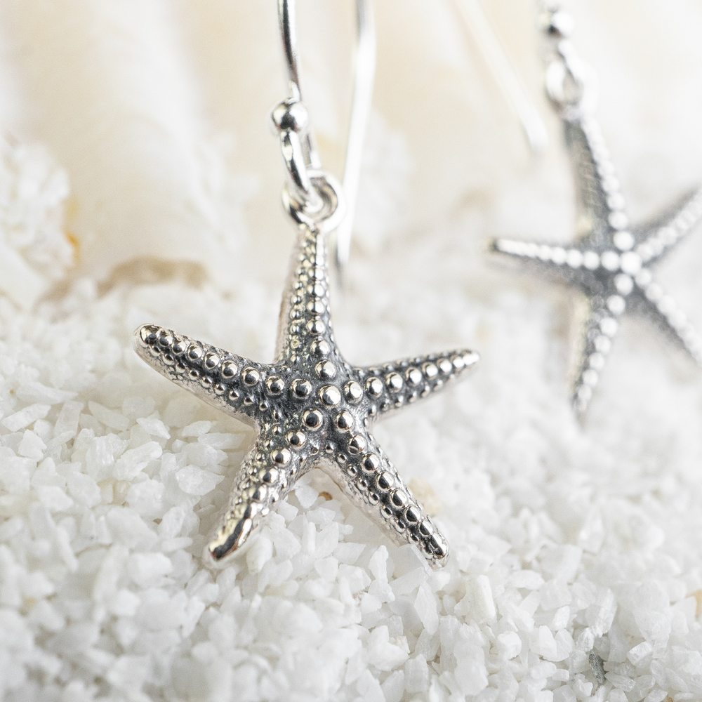 Earrings - Silver Starfish Earrings 