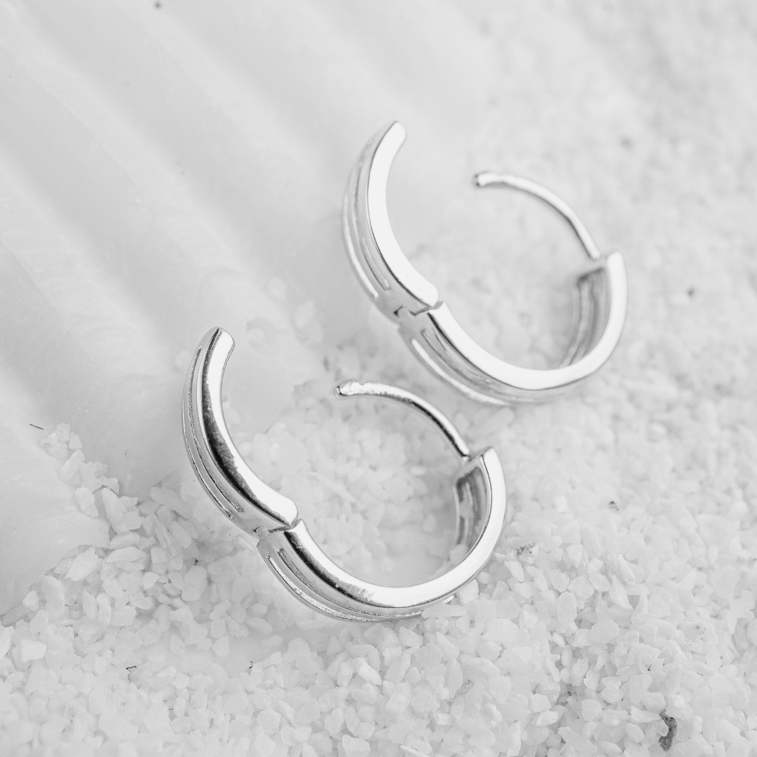 Silver Trinity Huggies (12mm)