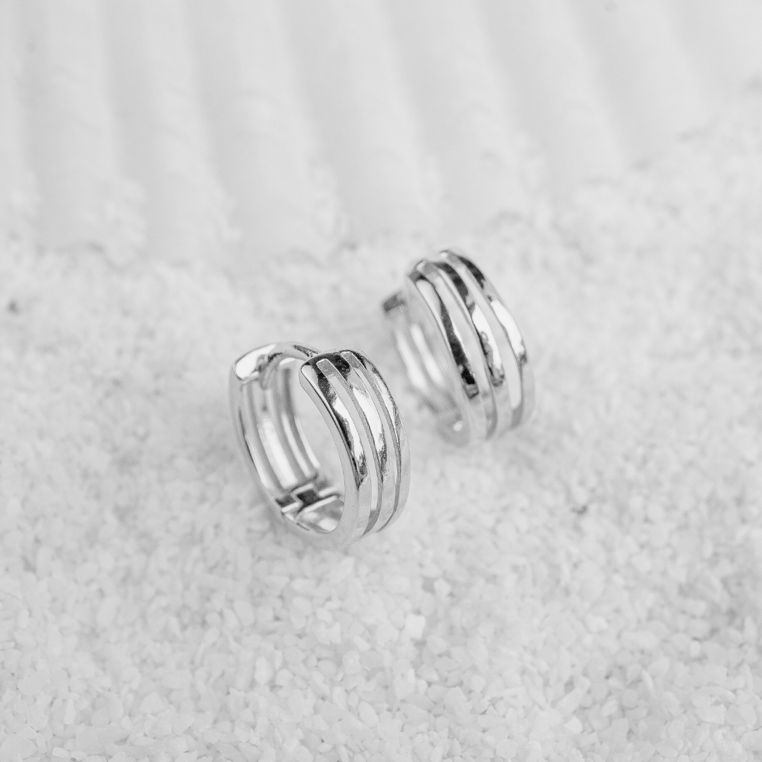 Silver Trinity Huggies (12mm)
