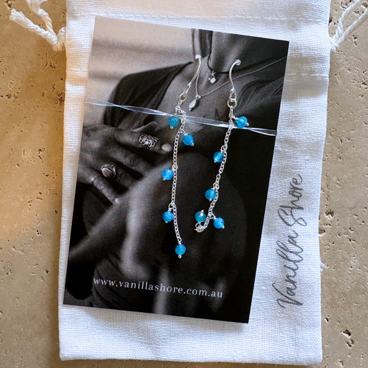 Blue Apatite Cascade Earrings