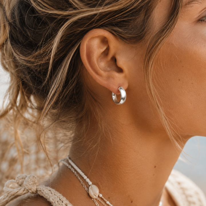earrings  wide sterling silver hoops