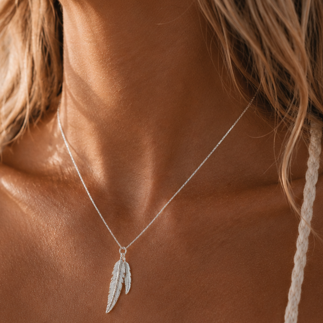 Double Feather Necklace