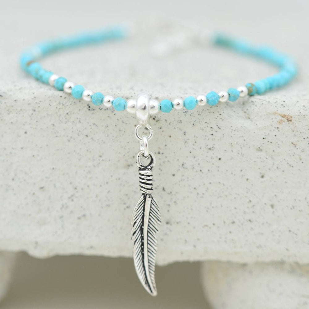 Bracelets - Turquoise Feather Bracelet