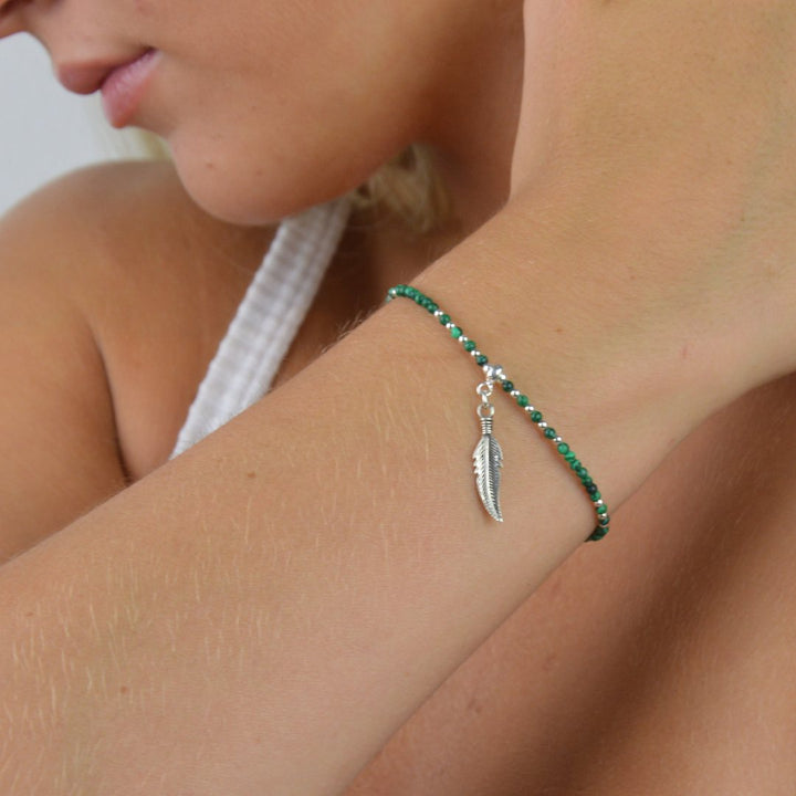 Bracelets - Malachite Feather Bracelet