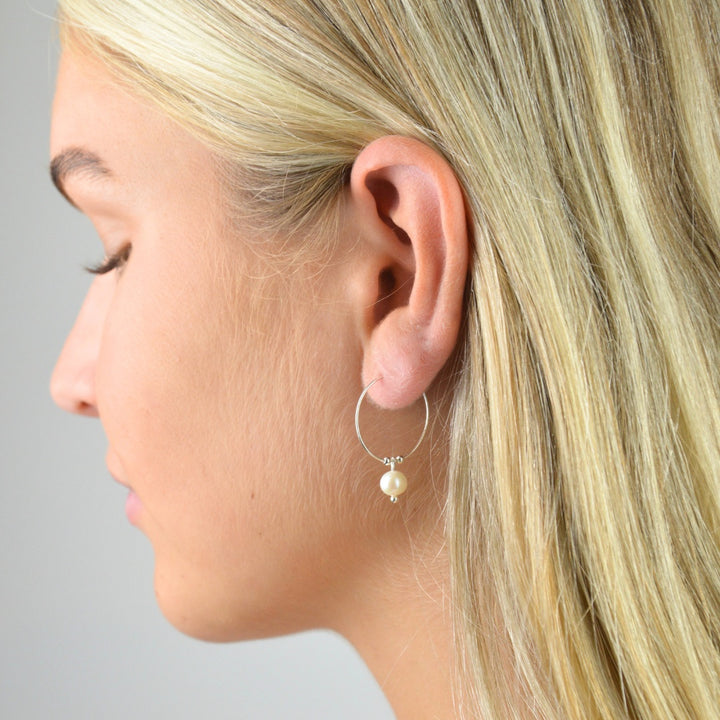 Earrings - Pearl Hoops