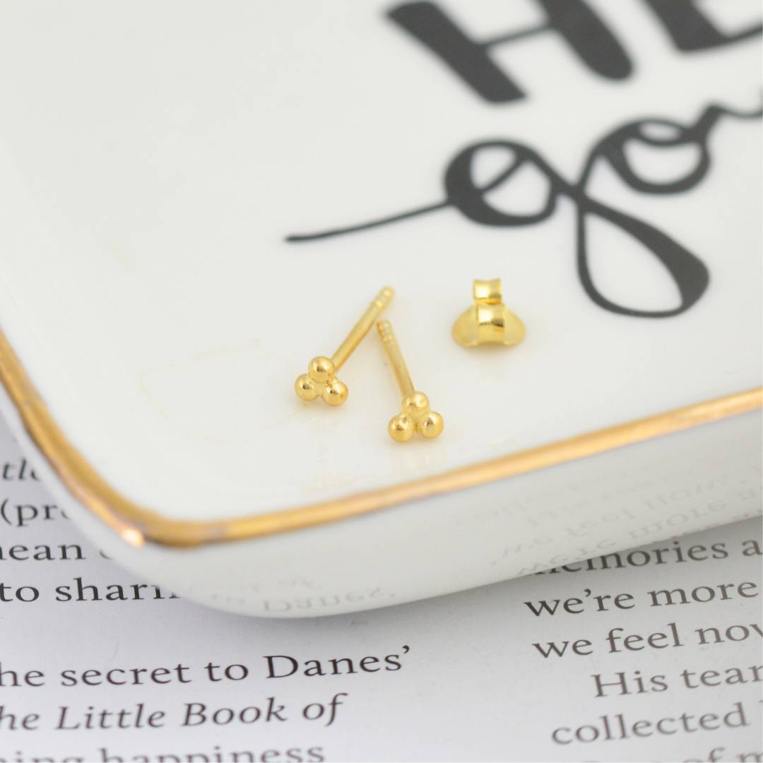 Earrings - Petite Gold Tri-Dot Studs