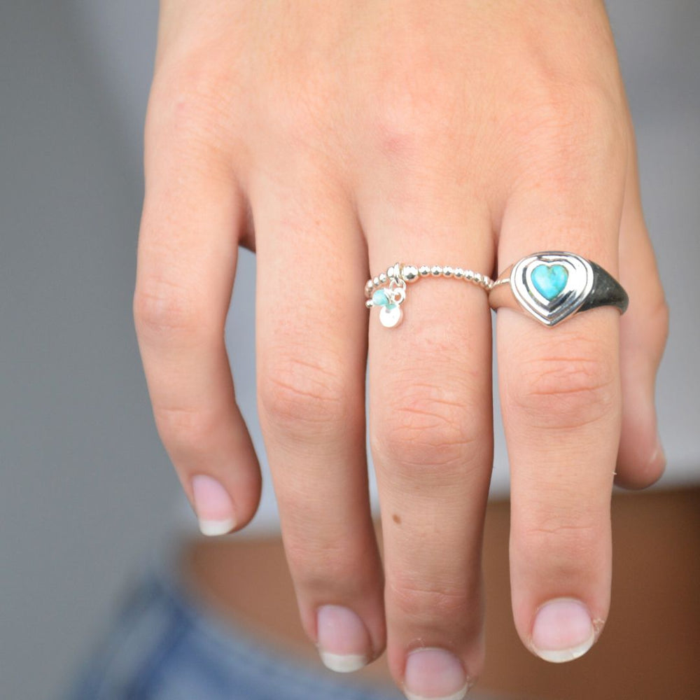 Rings - Amazonite Beaded Charm Ring