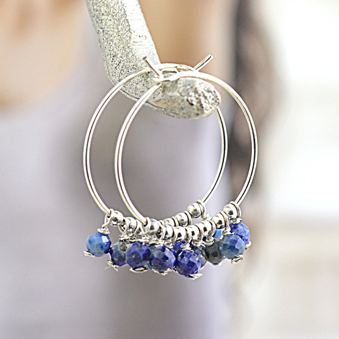 Earrings - Lapis Gypsy Hoops