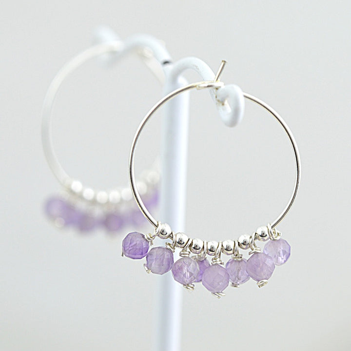 Earrings - Amethyst Gypsy Hoops